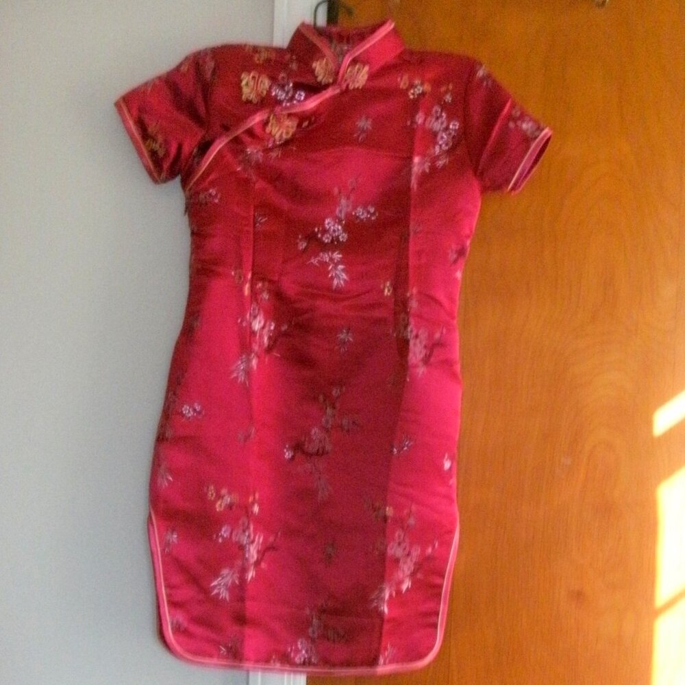 Eastern Collection East Asia Pink Cherry Blossom Chinese Silk Dress girls sz 10